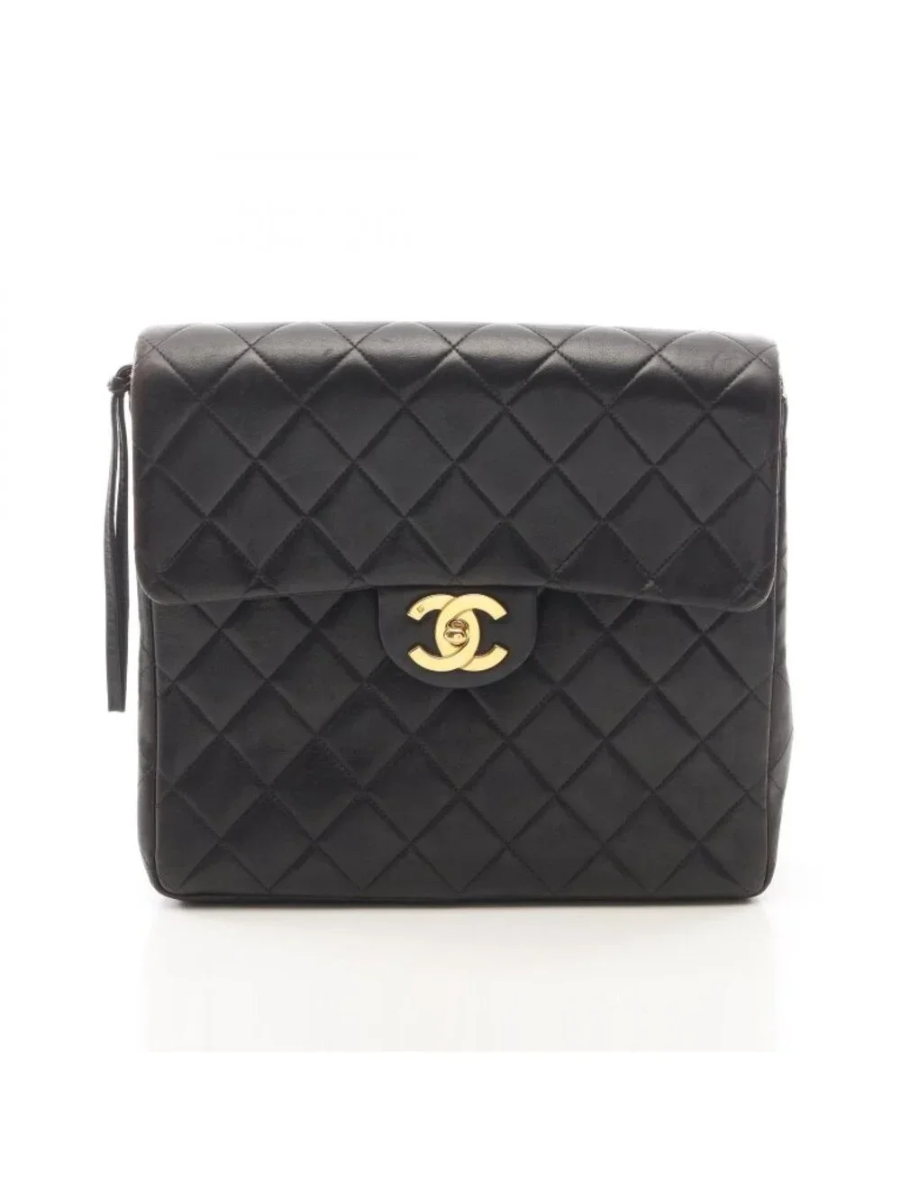 Chanel Backpack Quilted Square Chain Black Lambskin